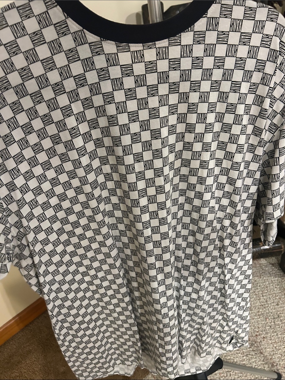 Vans Black and White Checkerboard Logo Short Sleeve Tee